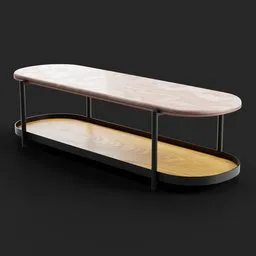 "Wooden Center Table with Black Base and Shelf for Blender 3D - 2019 3D Model"
OR
"Sleek Wooden Long Table for Blender 3D - User Friendly 2019 3D Model"