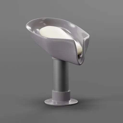 Modern Blender 3D model of a plastic soap stand with yellow soap, photorealistic bathroom accessory.