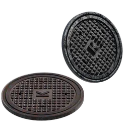 "Explore a detailed 3D model of a cityspace sewer manhole with a procedural material, created in Blender 3D. Perfect for mobile game icons and inspired by Kaburagi Kiyokata's style. Includes pipelines and littered garbage for a realistic touch."