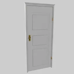 Detailed 3D render of a rigged cartoon-style white door for Blender animation projects.