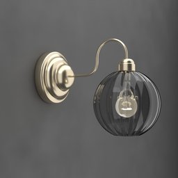 Stylish Darker Glass Curve Wall Lamp - Brass Light