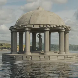 Classical Dome Temple Rising from Water