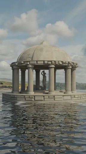 Classical Dome Temple Rising from Water