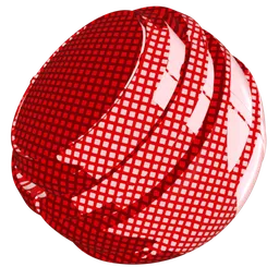 Red and white semi-procedural cartoon squares pattern texture for PBR-ready Blender 3D tiles category.