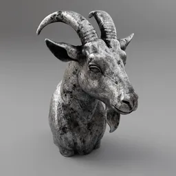 Metal Goat Bust Sculpture