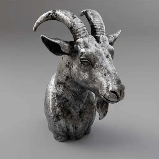 Metal Goat Bust Sculpture