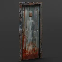 Aged metallic rusty shad door