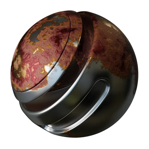 High-quality PBR rusty metal texture for 3D modeling, compatible with Blender Eevee and Cycles, for realistic material rendering.