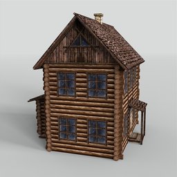 Two-story old Russian hut