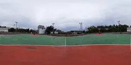 Basketball court on a cloudy day