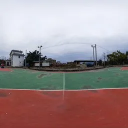 Basketball court on a cloudy day