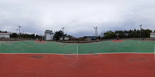 Basketball court on a cloudy day