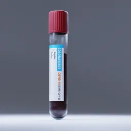 "Realistic Blender 3D model of a blood-filled test tube, complete with label and cap. Perfect for medical lab and DNA-related projects. Rendered in high-quality with materials including copper oxide and rust, Octane Render, CoronaRender, and BlueShift Render."