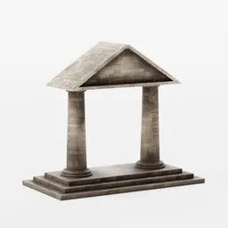 Detailed low-poly 3D model of a classical structure with columns and textured roof, suitable for Blender rendering.