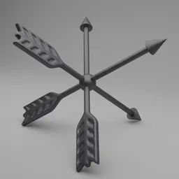 Detailed 3D-rendered metal arrow decor, ideal for Blender 3D artists seeking rustic tabletop models.