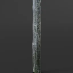 Realistic photoscanned 3D wooden post model with baked textures for Blender rendering.