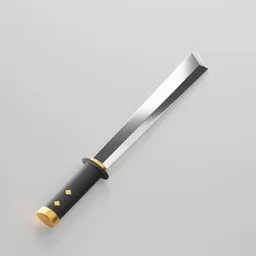 3D cartoon-style katana model with detailed handle textures, ideal for Blender 3D historic military simulations.