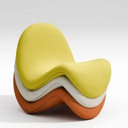 Yellow and orange layered Tongue chair 3D model, ideal for Blender 3D artists and modern furniture visualization.