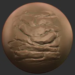 3D sculpting brush for Blender, ER ICE Brush 17, creates detailed grooves and textures on 3D model surfaces.