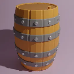 "Stylized Viking Barrel 3D Model for Blender 3D - Perfect for Medieval Tavern and RPG References. This container-industrial model features rivets and dons a hearthstone-inspired design with a toon shader and cell-shaded cartoon effect. Ideal for tabletop game props, it boasts an 8k and 10k resolution and can be used by both 3D artists and voxels alike."