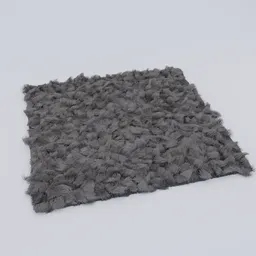 Detailed grey shaggy carpet 3D model render for Blender artists and interior design visualization.
