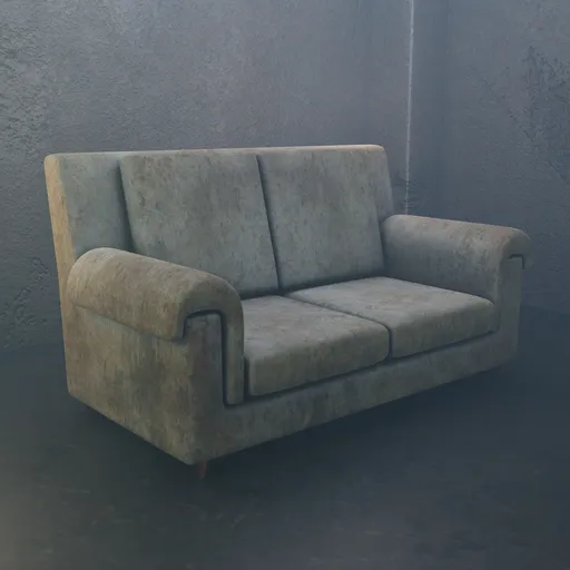 Detailed Blender 3D model of a grungy sofa designed to create a scary, tense atmosphere in horror-themed projects.