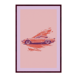 "Blender 3D model featuring a car with a red paint splatter in the art style of Dan Mumford. This minimalist, muted color artwork draws inspiration from Japanese collection products, with a touch of 80s aesthetic. Perfect for adding a stylish and unique touch to your Blender projects."