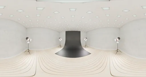 Blender-created realistic studio lighting HDRI for scene illumination.