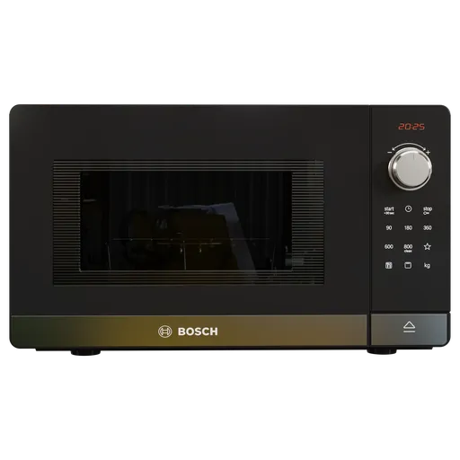 Detailed 3D model of a modern microwave with digital controls for Blender rendering.