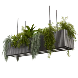 Detailed 3D model of hanging ceiling light adorned with green plants for Blender Cycles, centimeter-scaled.