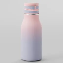Realistic 3D-rendered pink water bottle with metallic cap, designed in Blender, suitable for CGI projects.