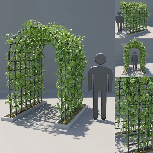 Realistic 3D model of a lush ivy plant archway for Blender, perfect for garden scenes.