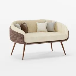 "Get the regal yet modern feel with the Morden Fort Velvet Barrel sofa, a topological 3D model for Blender with 16k ultra-realistic details. Inspired by Eero Snellman, this furry-style sofa with tonal topstitching is perfect for rendering in product showcases. Bring comfort and style to your 3D designs with this hemp-made sofa."