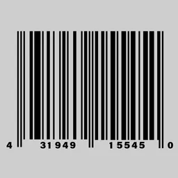 Detailed black and white procedural barcode texture for PBR material in Blender 3D, enhancing product render realism.