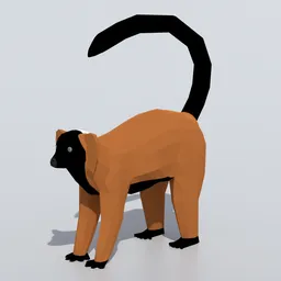 Low Poly Red Ruffed Lemur