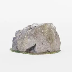 "Large Cambrian Rock - photogrammetry photo-scan of one of the world's oldest stones for Blender 3D. Realistic garden scene inspired by John Wonnacott, with moist, mossy white stones and monoliths. Perfect for landscape design and yard visualization."
