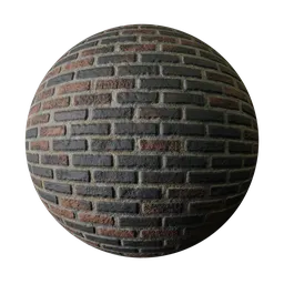 High-resolution PBR black worn brick texture for 3D artists and Blender users, suitable for architectural rendering.