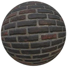 High-resolution PBR black worn brick texture for 3D artists and Blender users, suitable for architectural rendering.