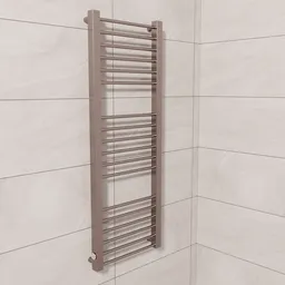 Detailed 3D model of a modern towel-rail radiator for Blender rendering and bathroom design visualization.