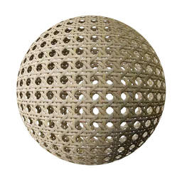 Seamless woven rattan jute texture PBR material for Blender 3D, perfect for realistic furniture renderings.