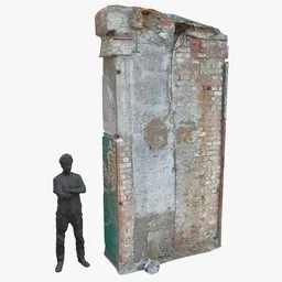 Detailed 3D model of a textured concrete pillar with brick details, compatible with Blender, fully mapped with 4K textures.
