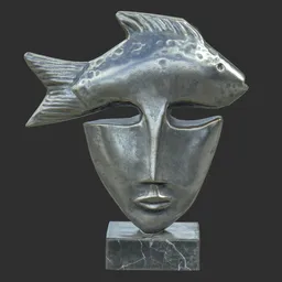 Fish face steel statue