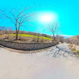 Mountain Road Fork Stone Wall Green Valley HDRI