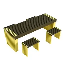 FortaLine Outdoor Slatted Table Set