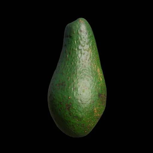 High-detail 3D avocado model with realistic texture for Blender render, game dev ready.