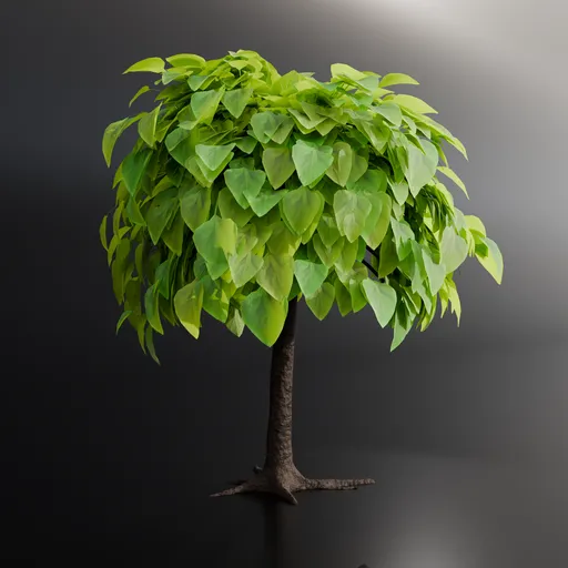 Detailed 3D Blender model of a lush Catalpa Nana with vibrant green heart-shaped foliage and a rounded crown.