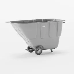 Detailed 3D model of a gray industrial tilt truck on wheels, designed for use in Blender.