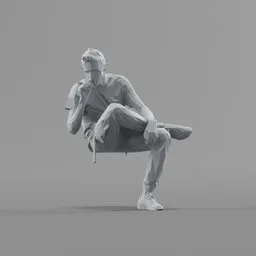 Lowpoly Construction Worker Sitting