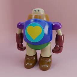3D-rendered colorful toy robot with heart design, optimized for Blender 3D projects or animations.
