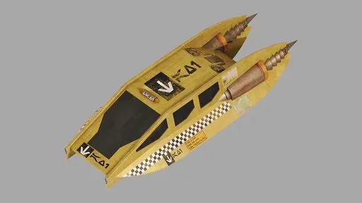 Detailed Blender 3D model of a yellow space taxi with futuristic design, ready for sci-fi animations and city planet scenes.